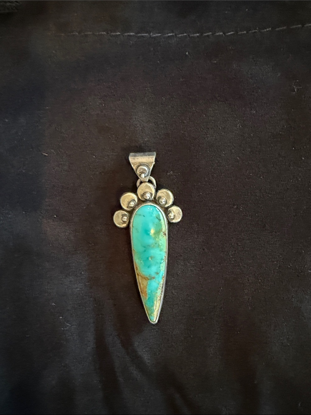 Kingman Turquoise Teardrop Silver Pendant - Turquoise